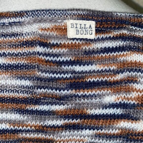 Billabong Fringe Hem knit sweater Blue/Brown Boho Sz S - Picture 4 of 8